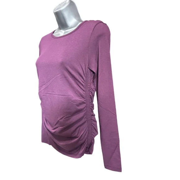 NWT Anatomie Milly Long Sleeve Ruched Top in Mulberry in small retails $178